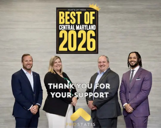 Team gathered around Best of Central Maryland 2026 Award badge
